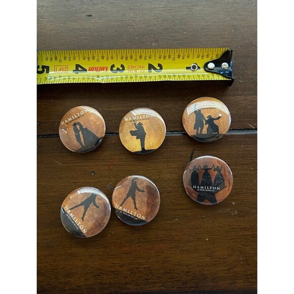 Hamilton Musical Tin Bag Buttons Lot of 6 - Picture 2 of 3